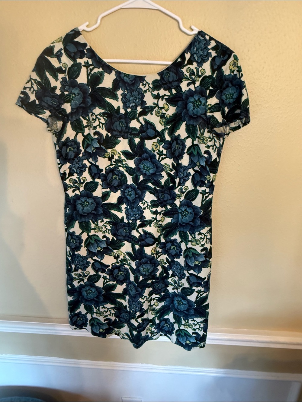 Loft Blue and Green Floral shift dress size 2